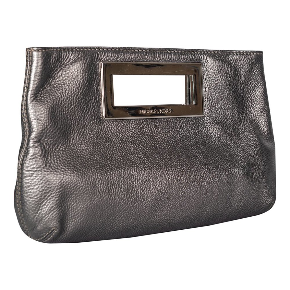 Michael Kors Metallic Silver Leather Berkley Clutch